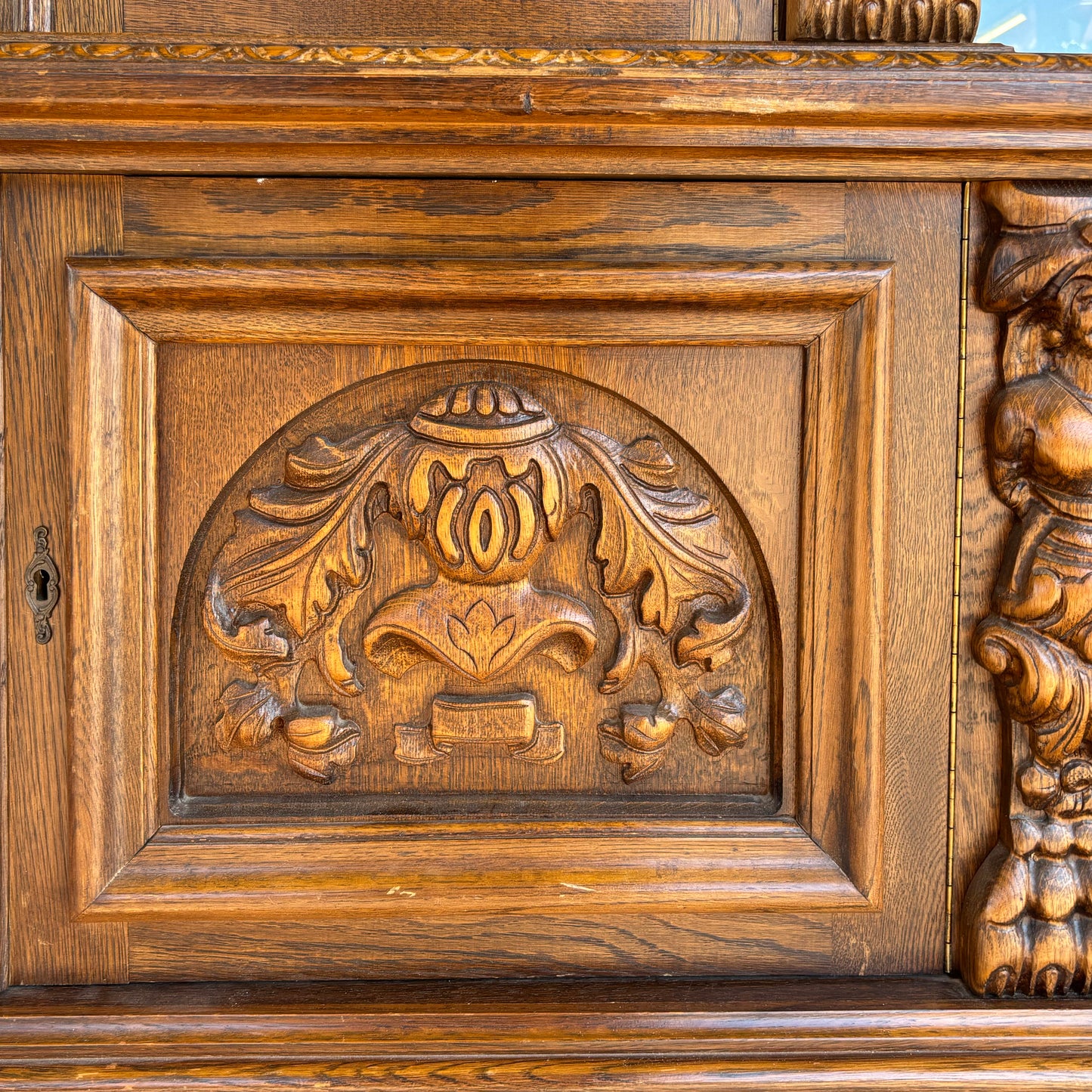 Flemish Oak Glazed Display Cabinet