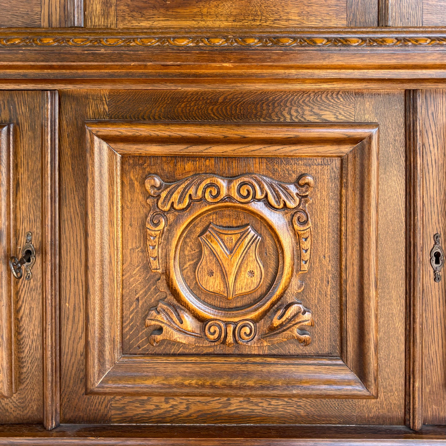 Flemish Oak Glazed Display Cabinet