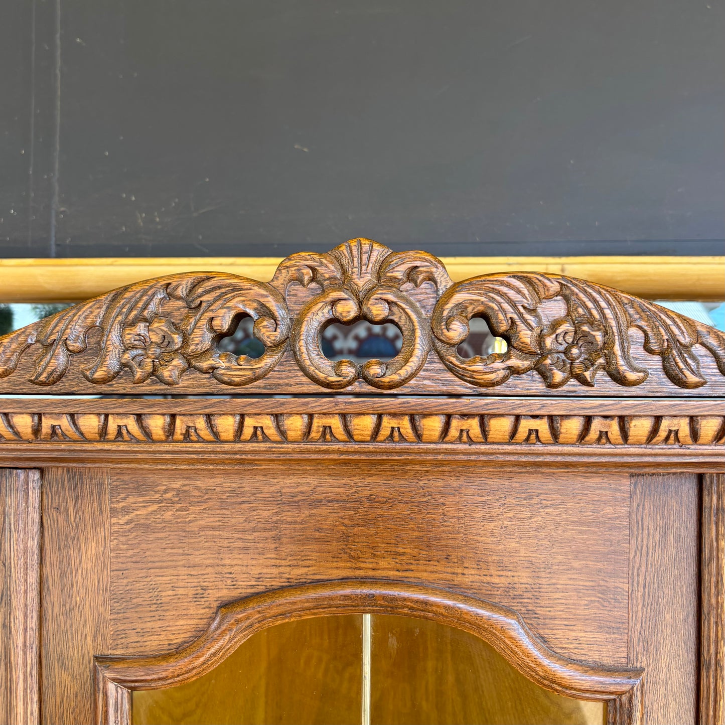 Flemish Oak Glazed Display Cabinet