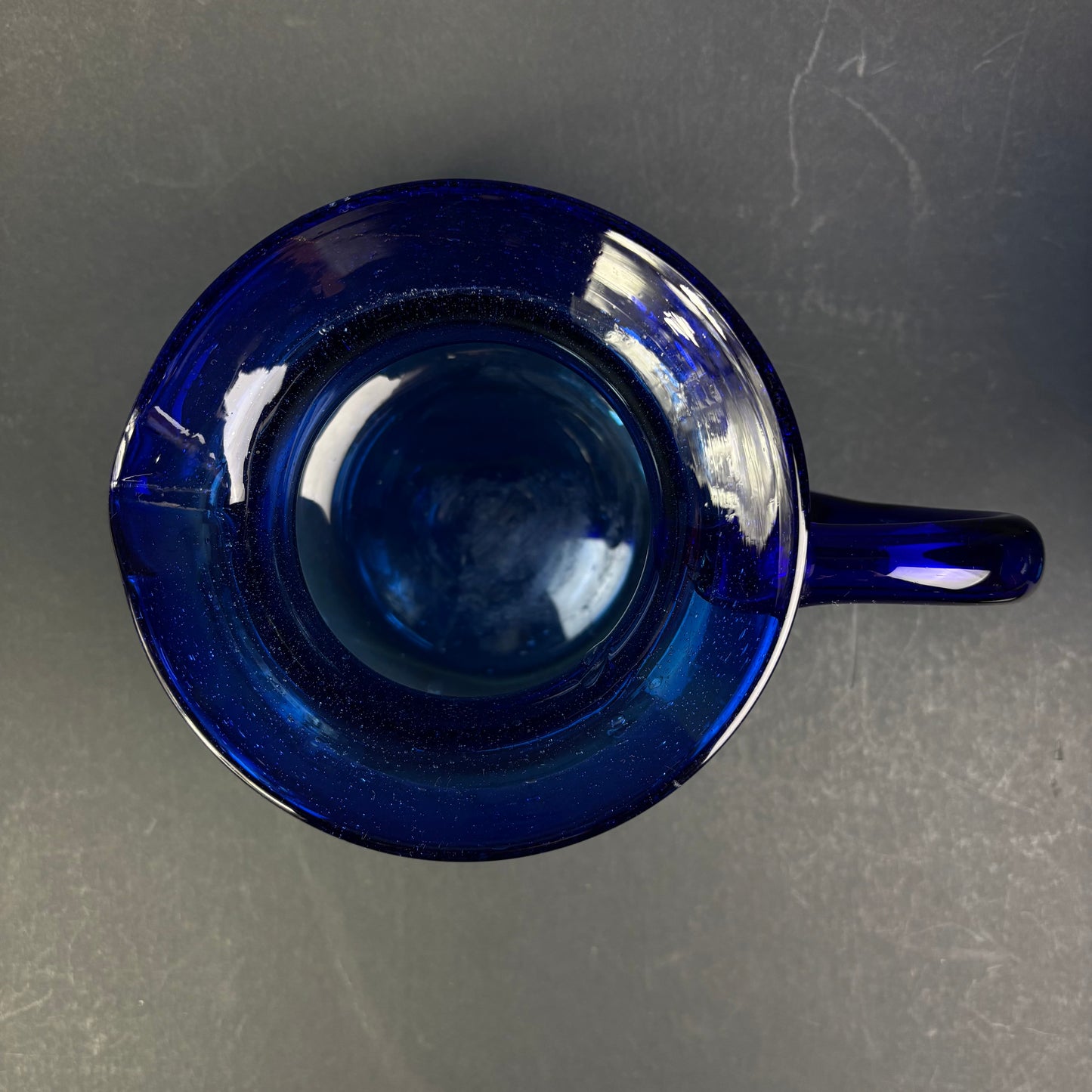 Vintage Cobalt Blue Hand-Blown Art Glass Jug / Vase