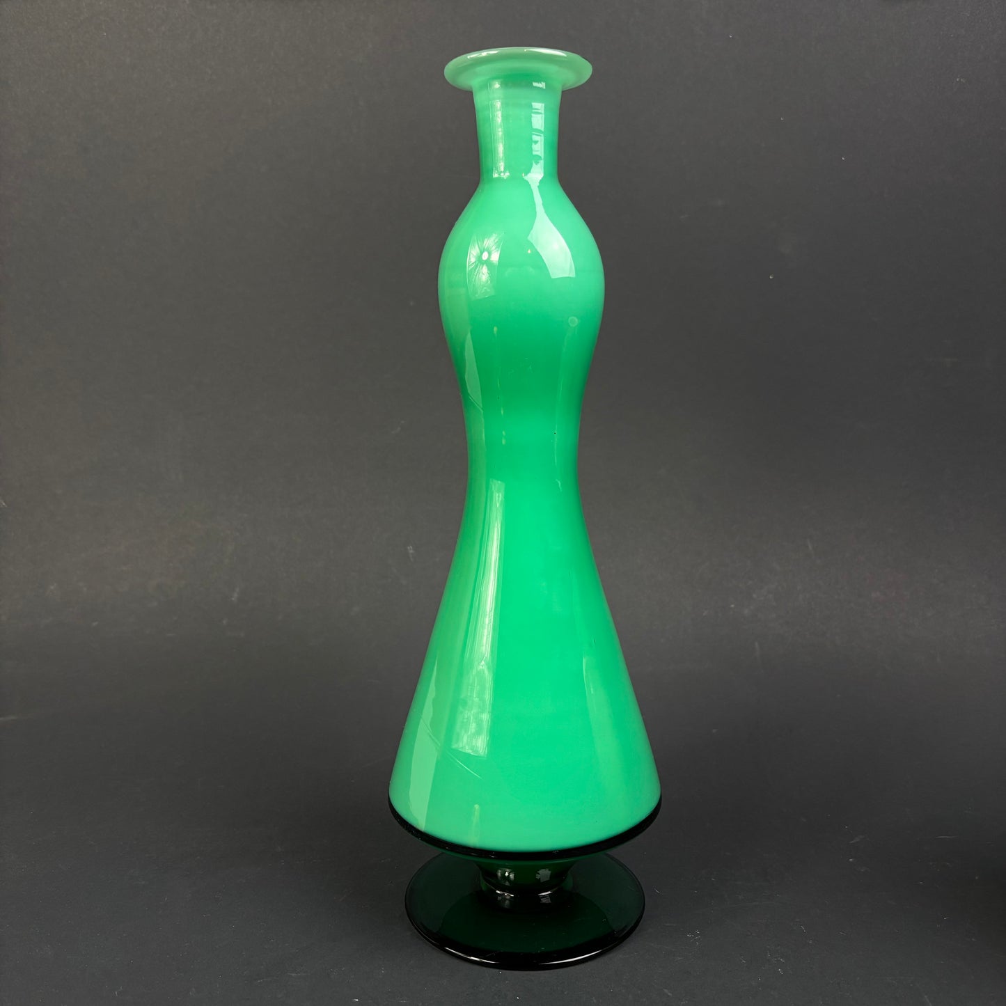 Vintage Erica Portugal Green Opaline Glass Vase