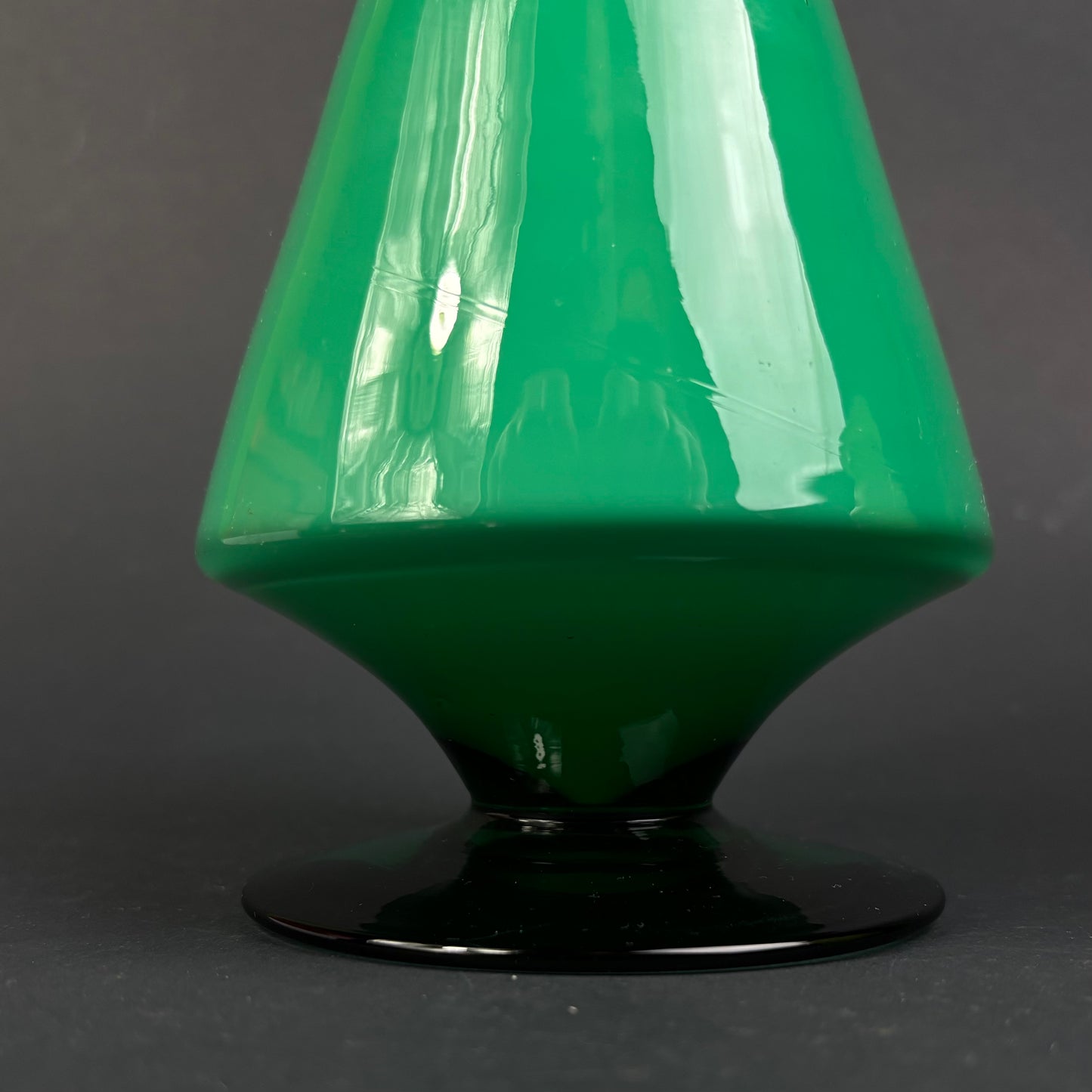 Vintage Erica Portugal Green Opaline Glass Vase