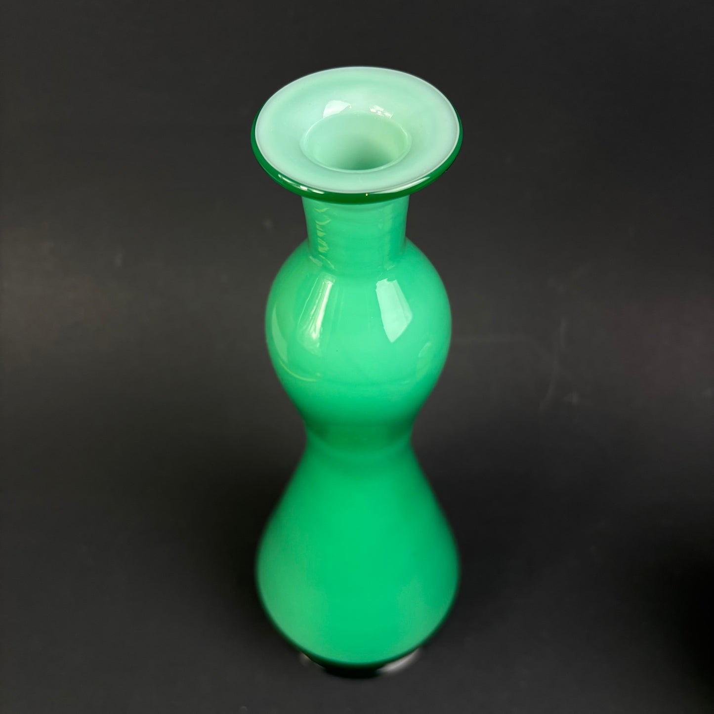 Vintage Erica Portugal Green Opaline Glass Vase