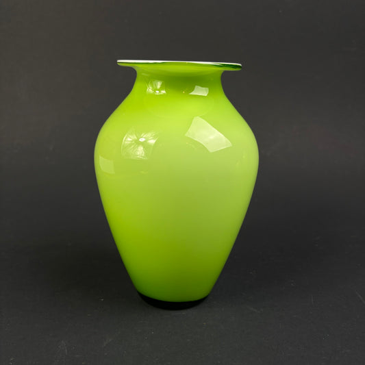 Contemporary Lime Green Cased Art Glass Vase