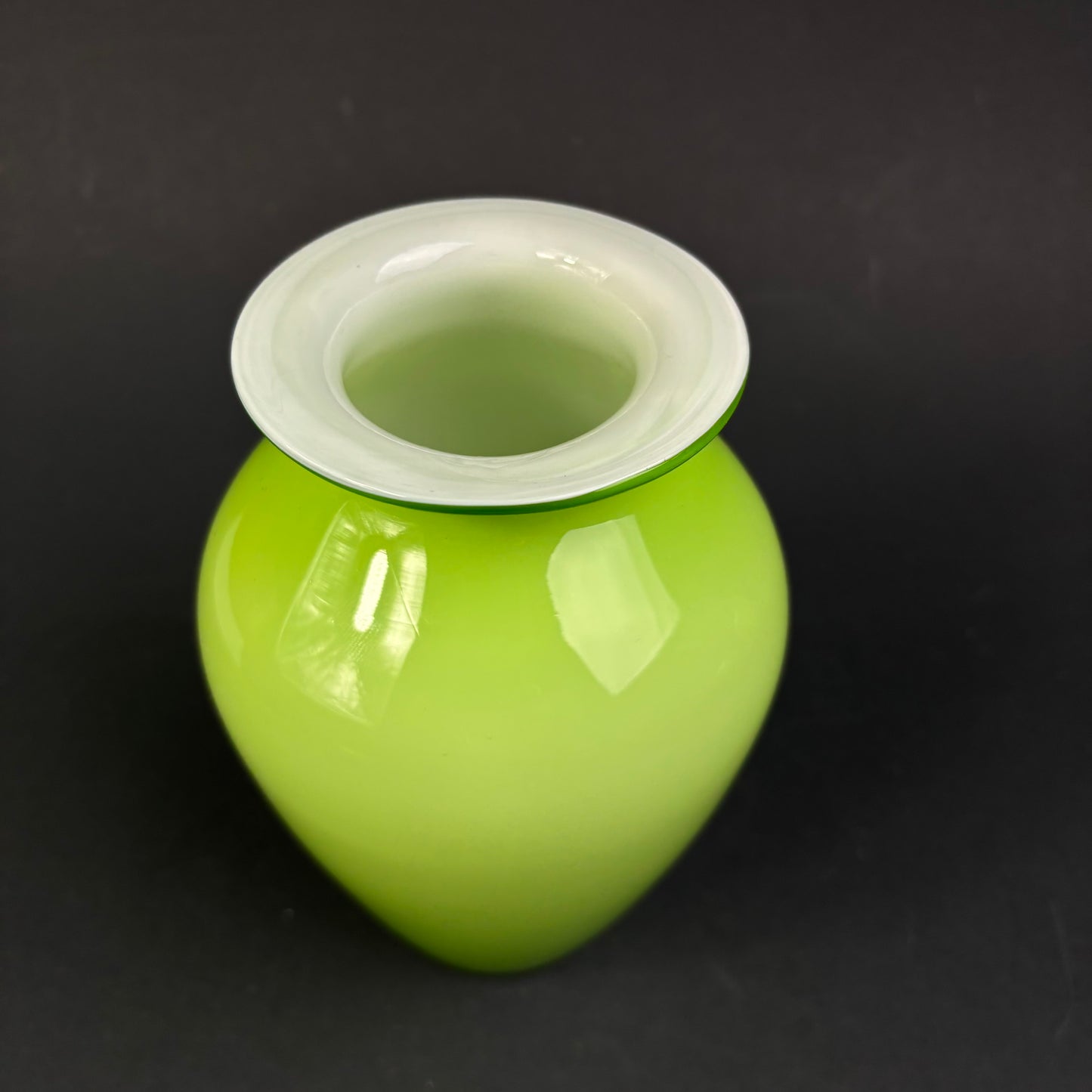 Contemporary Lime Green Cased Art Glass Vase
