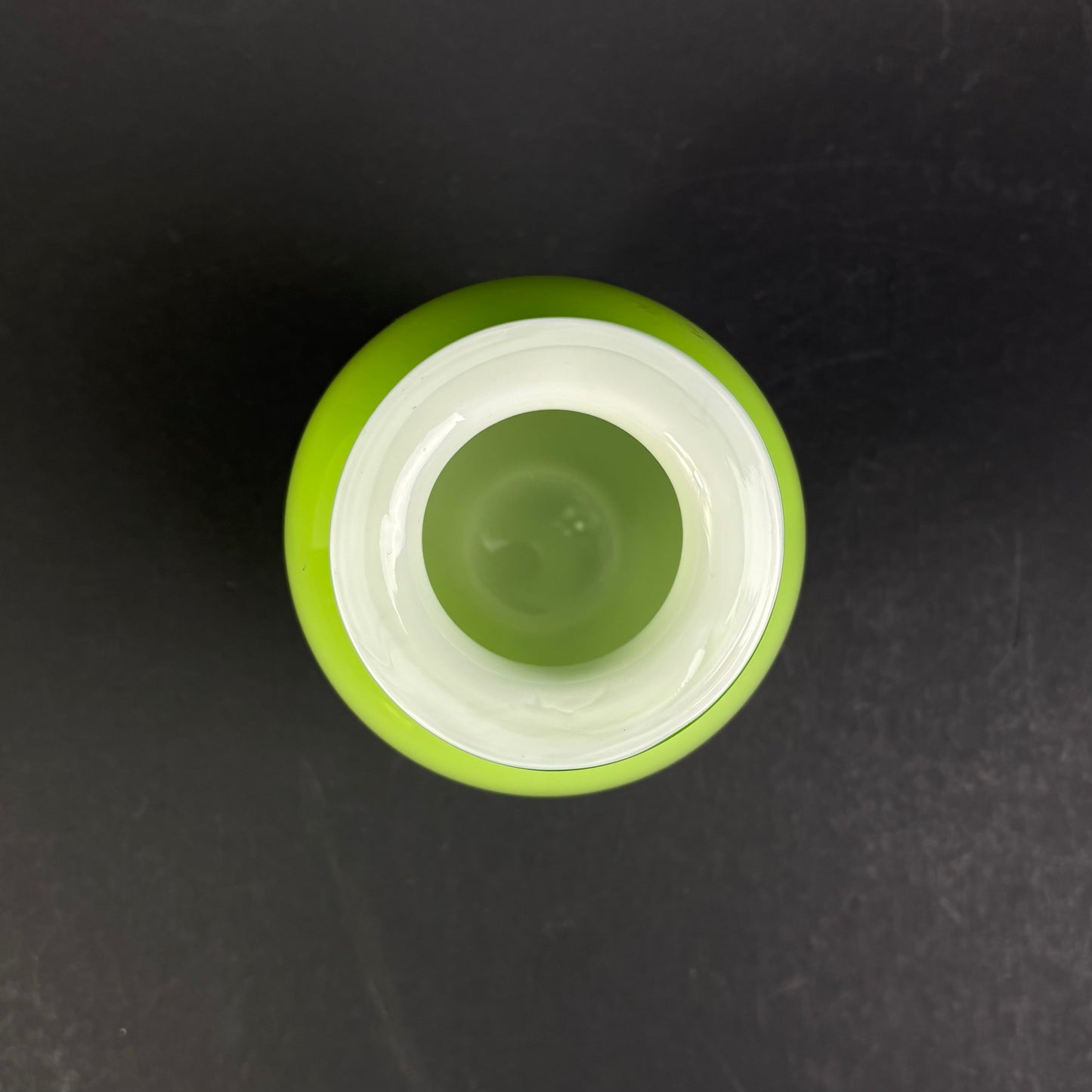 Contemporary Lime Green Cased Art Glass Vase