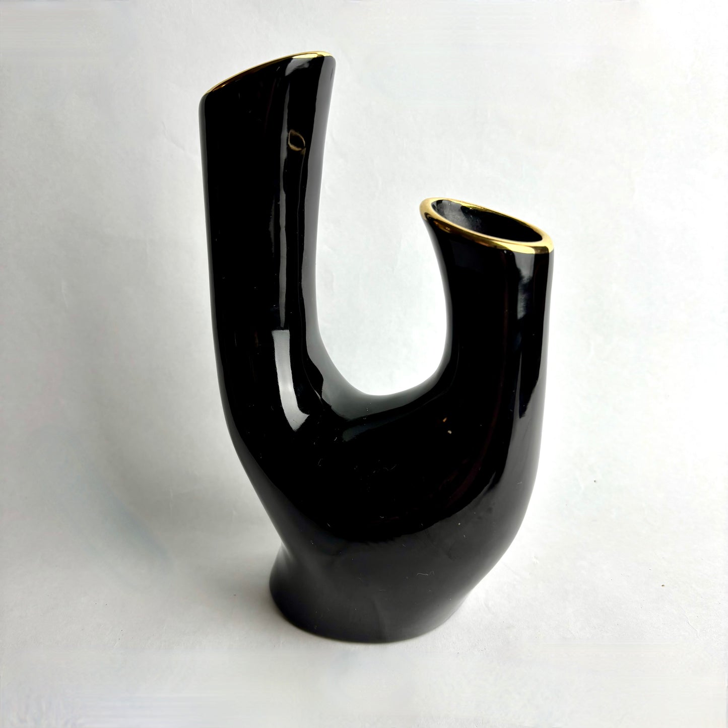 Wembley Ware Black & Gold Branch Vase – Mid-Century Australian Pottery