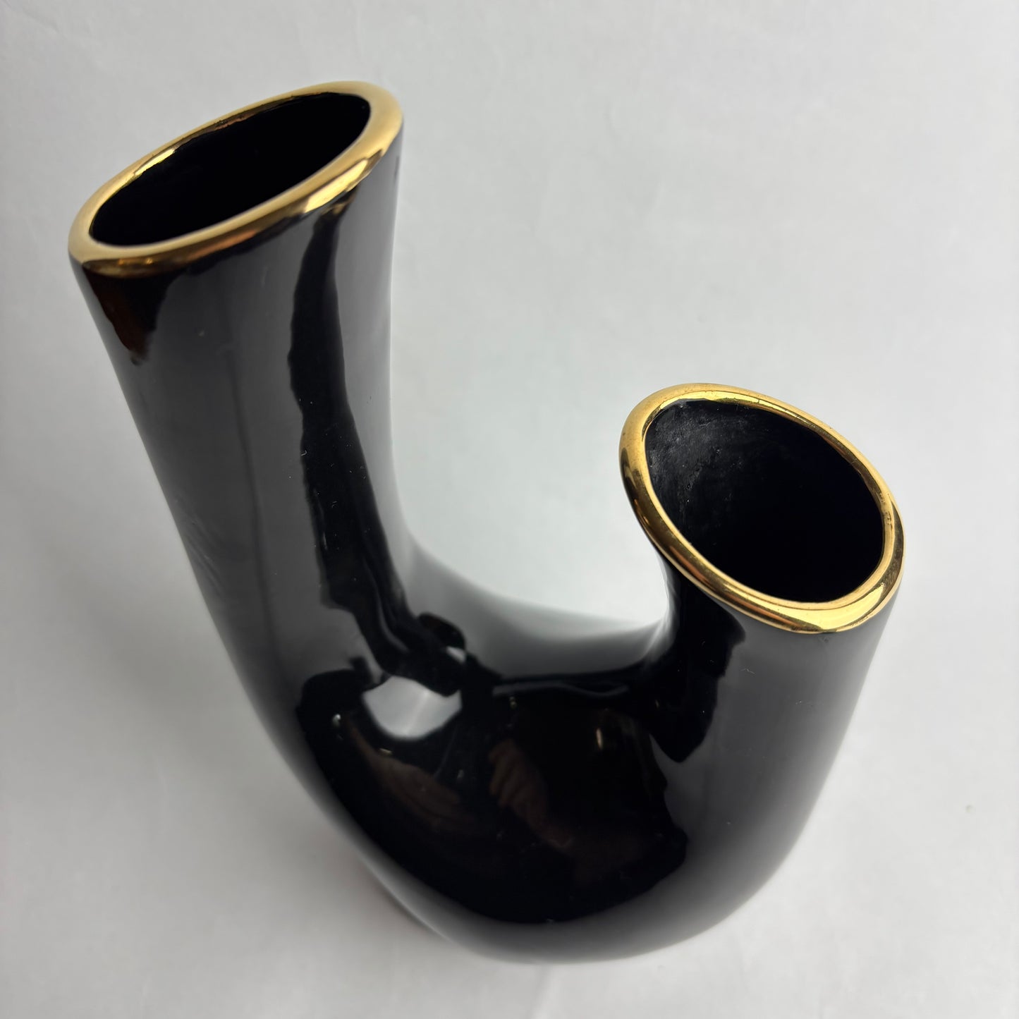 Wembley Ware Black & Gold Branch Vase – Mid-Century Australian Pottery