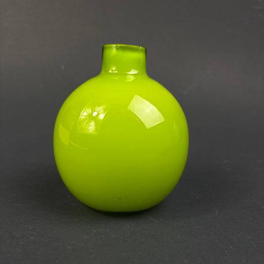 Contemporary Lime Green Cased Glass Globe Vase