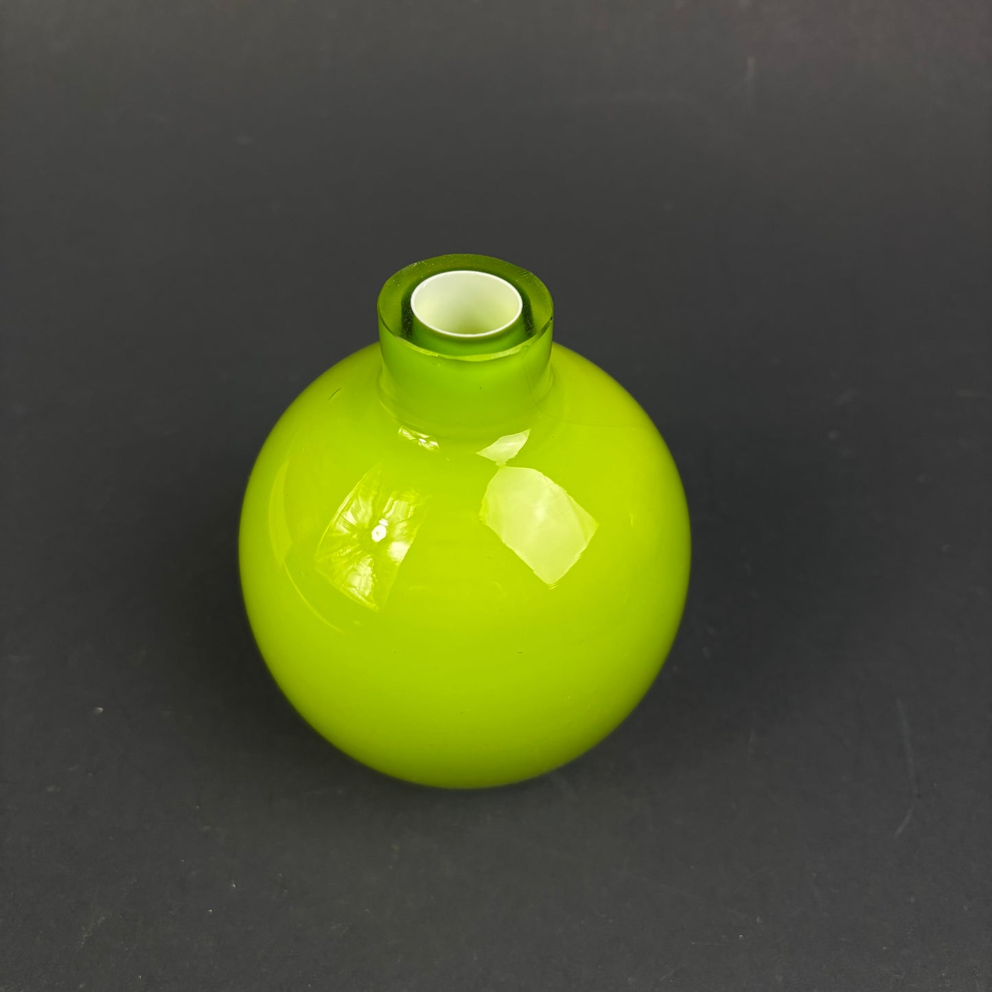 Contemporary Lime Green Cased Glass Globe Vase