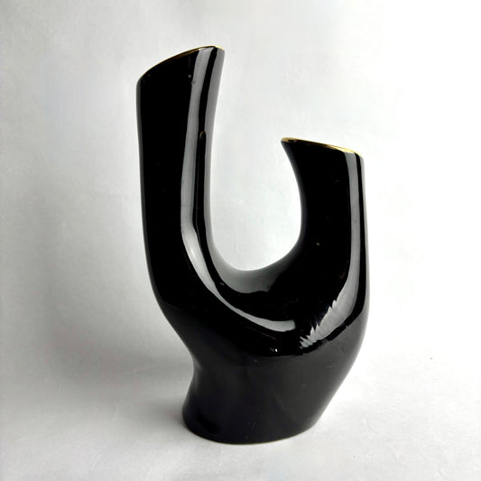 Wembley Ware Black & Gold Branch Vase – Mid-Century Australian Pottery