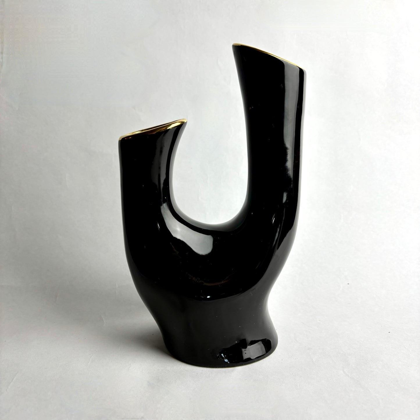 Wembley Ware Black & Gold Branch Vase – Mid-Century Australian Pottery