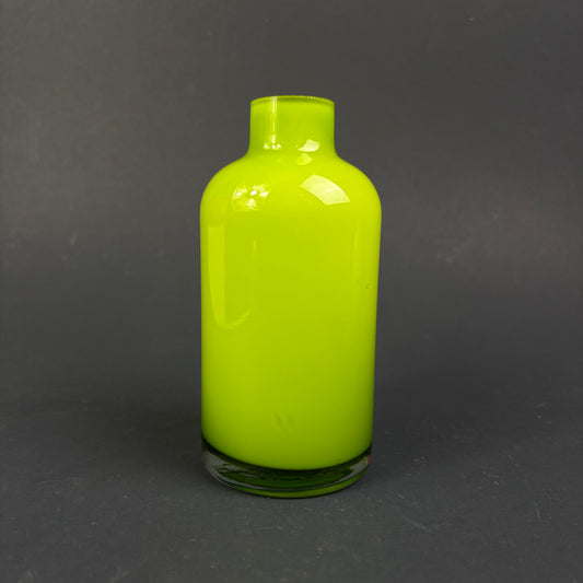 Contemporary Lime Green Cased Glass Bottle Vase