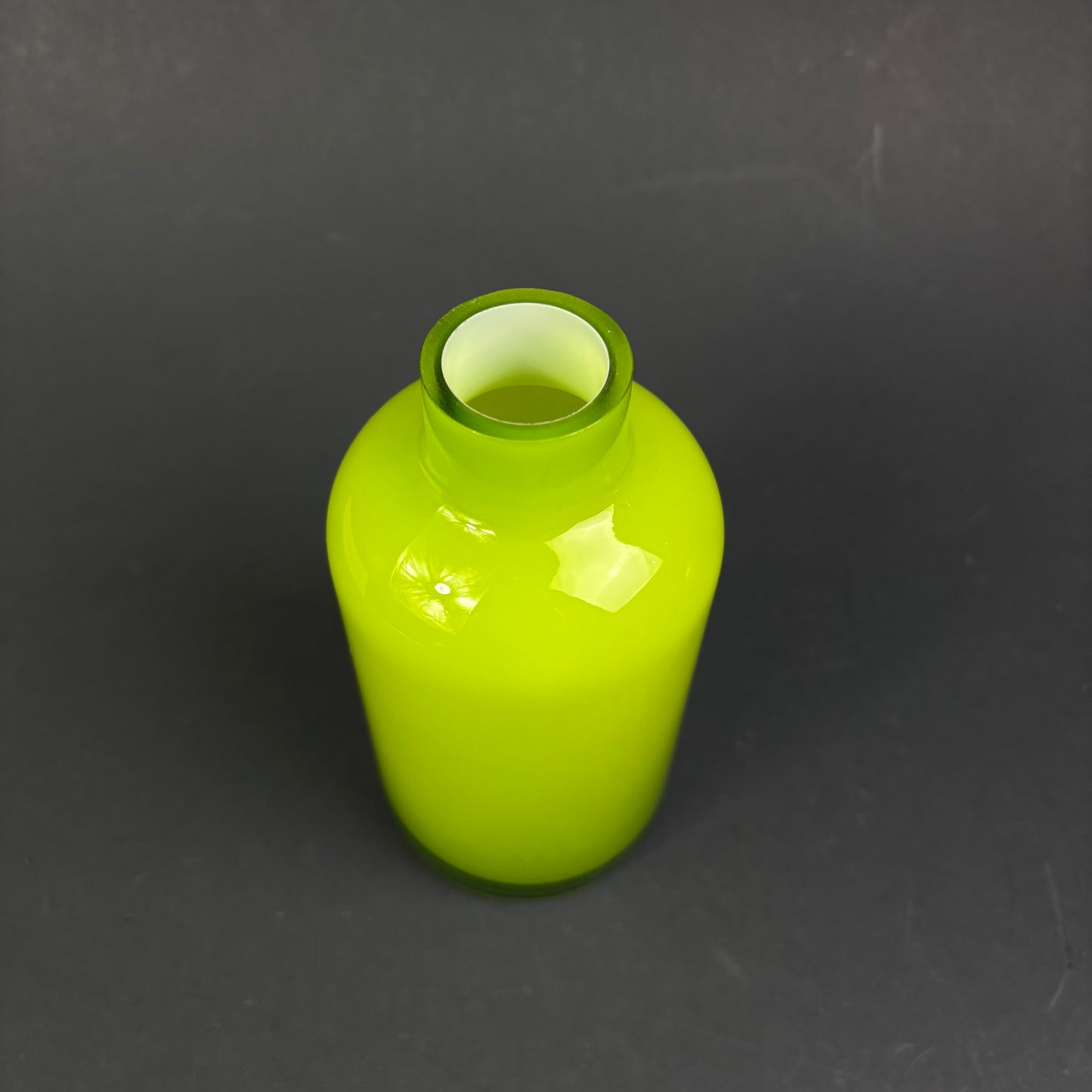 Contemporary Lime Green Cased Glass Bottle Vase