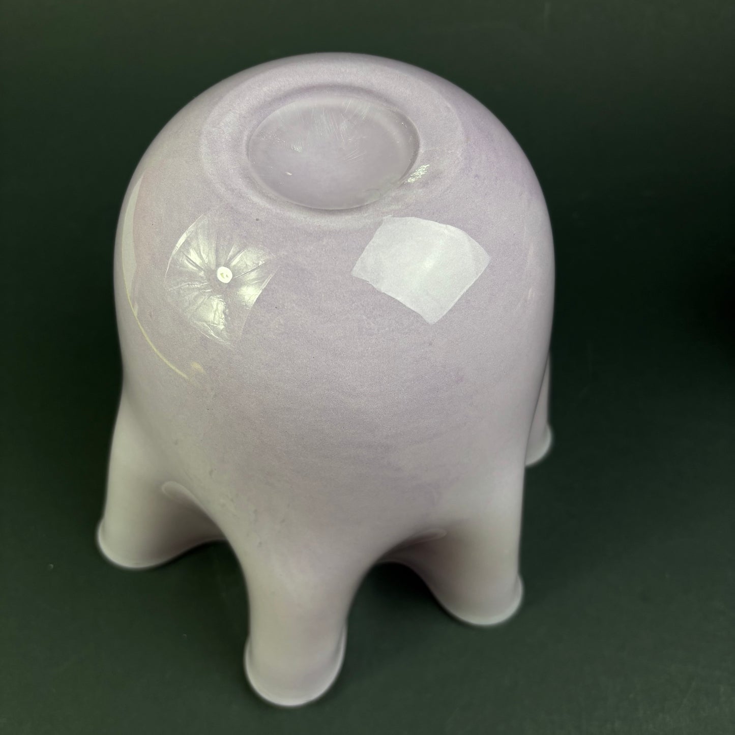 Large Hand-Blown Pink Art Glass Ruffle Vase