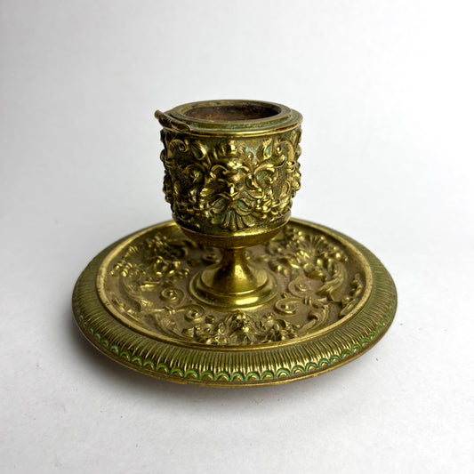 Antique Brass Inkwell