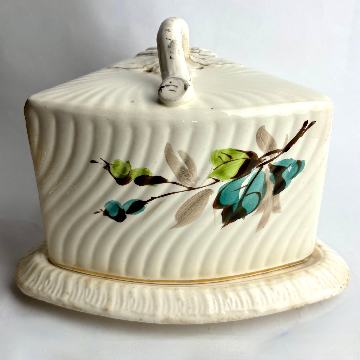 Franz Anton Mehlem (Bonn, Germany) Cheese Dome – Hand-Painted Florals, c.1880