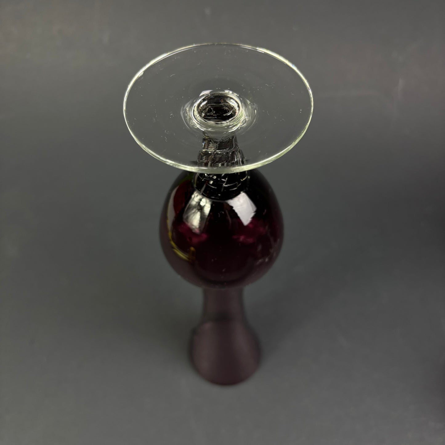 Vintage Amethyst Glass Bud Vase with Clear Twisted Stem