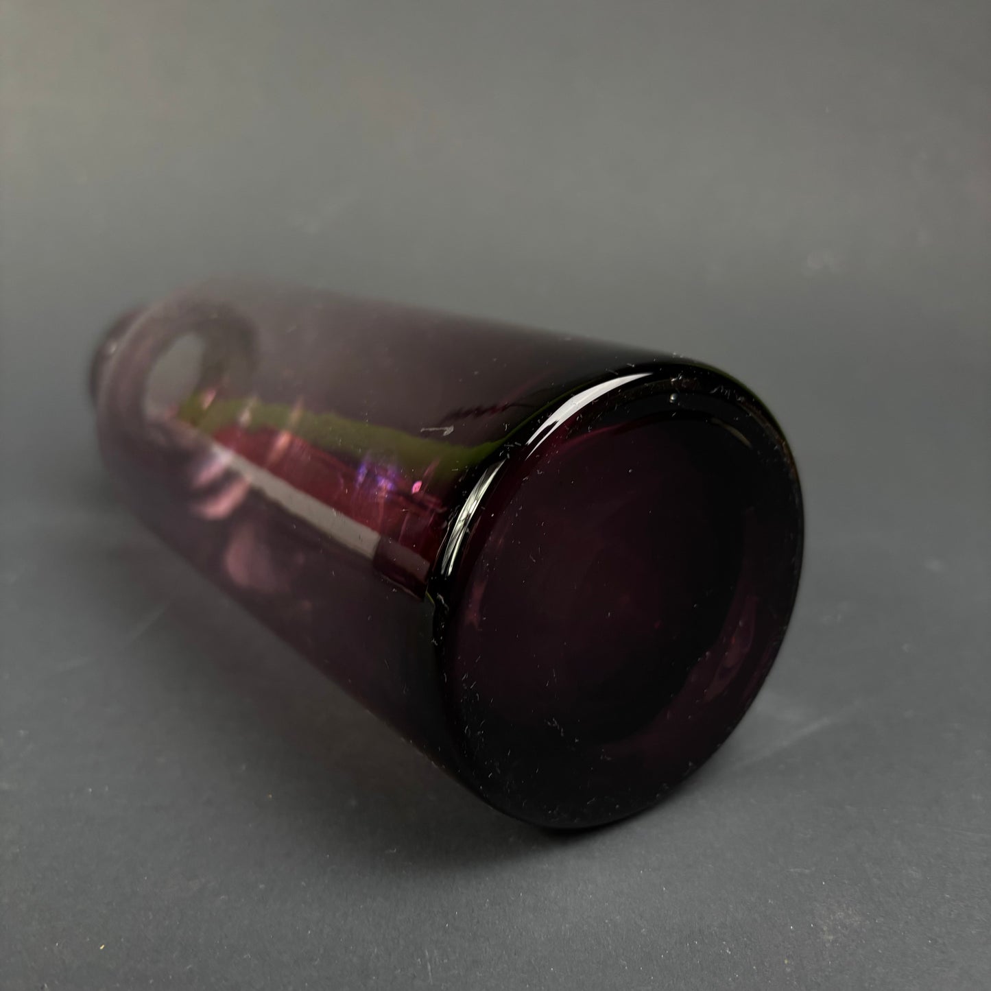Pair of Vintage Amethyst Glass Scandinavian Style Vases – Heavy Art Glass