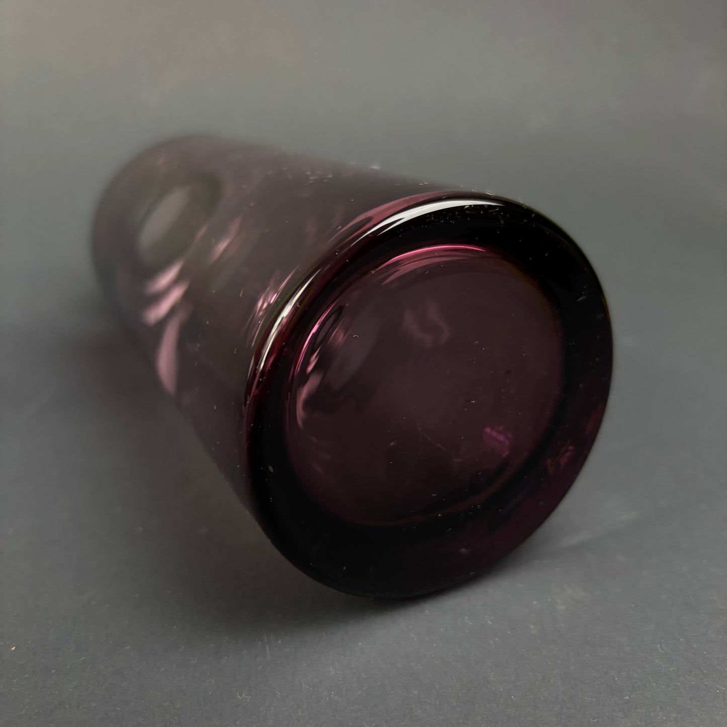 Pair of Vintage Amethyst Glass Scandinavian Style Vases – Heavy Art Glass