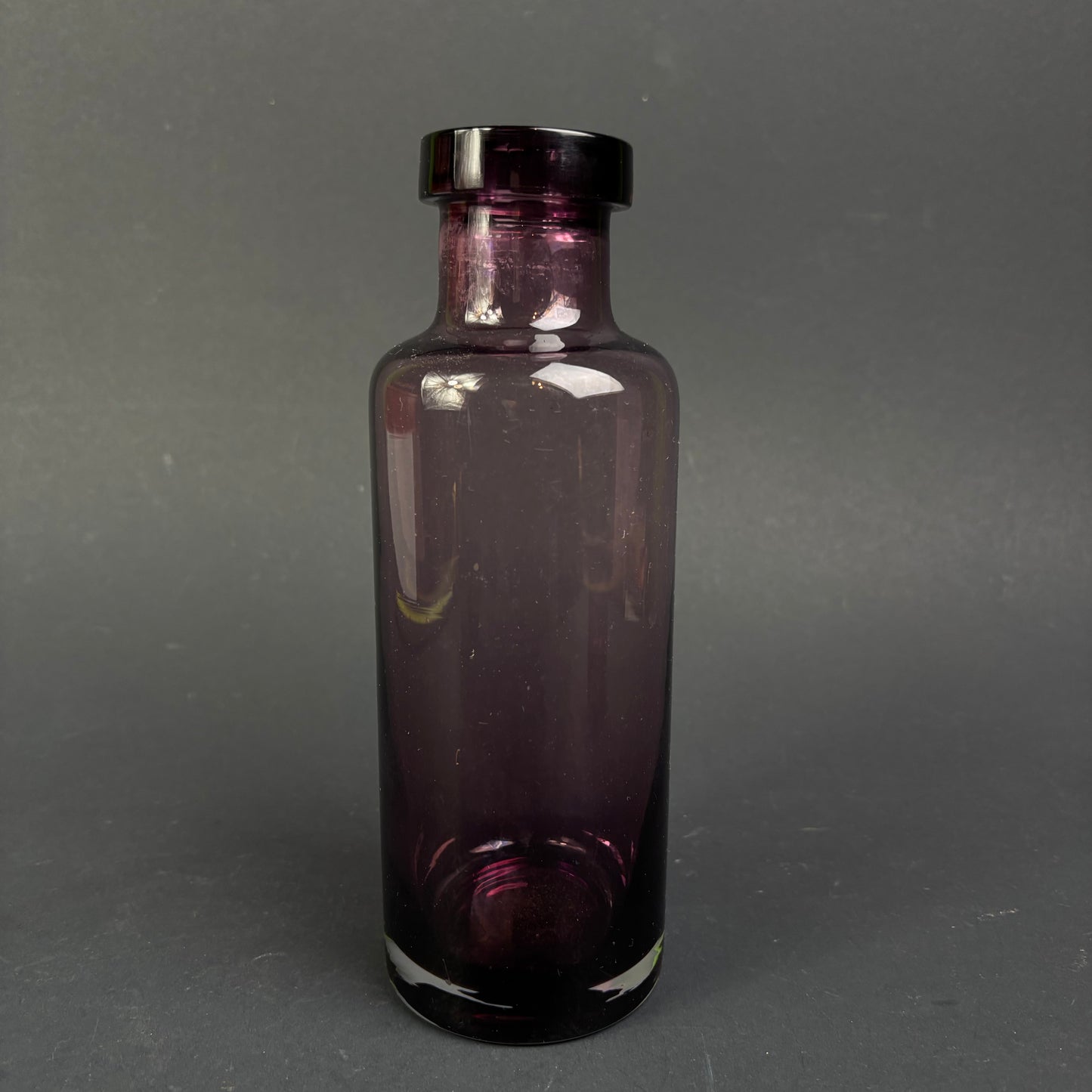 Pair of Vintage Amethyst Glass Scandinavian Style Vases – Heavy Art Glass