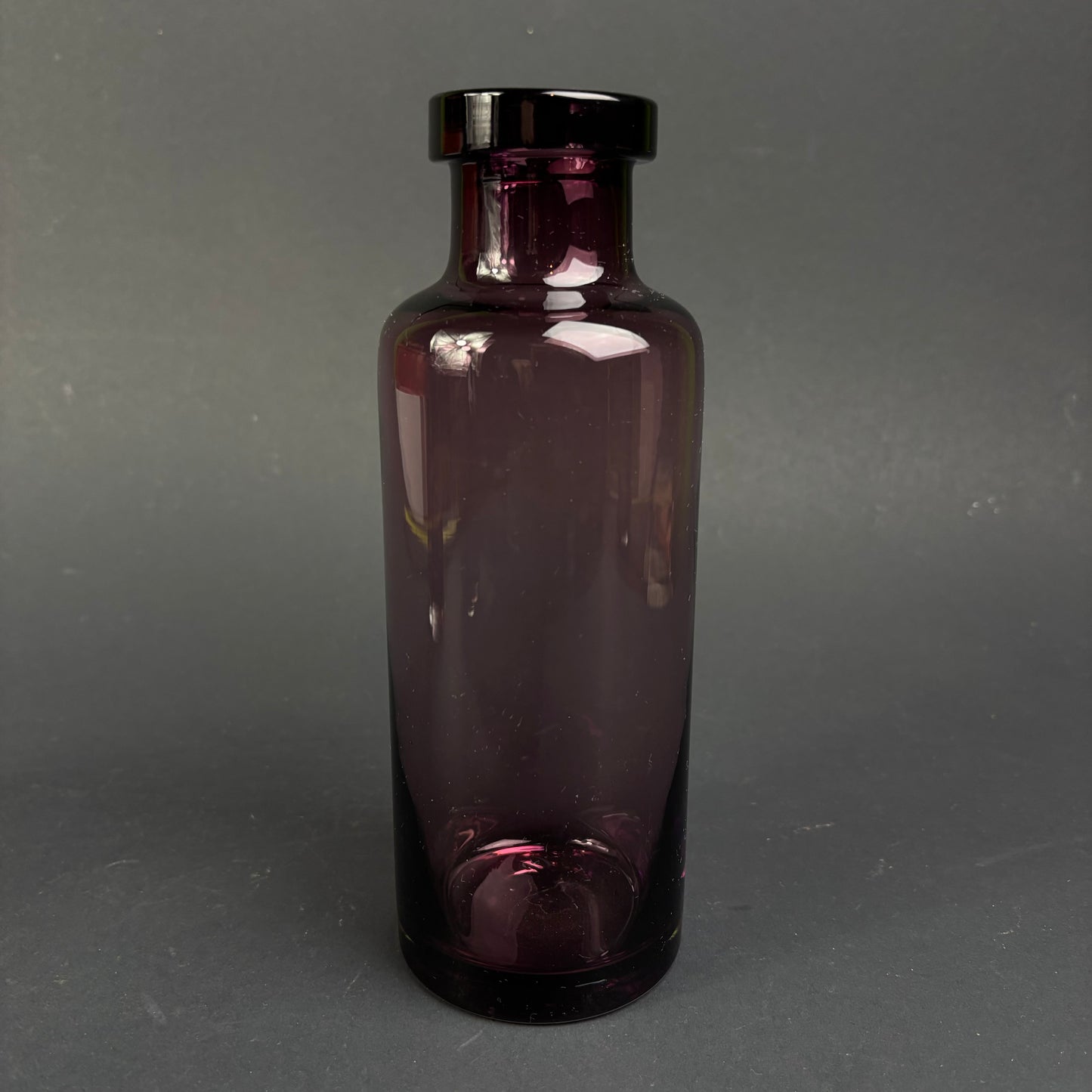 Pair of Vintage Amethyst Glass Scandinavian Style Vases – Heavy Art Glass
