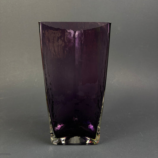 Vintage Scandinavian Amethyst Art Glass Vase – Triangular Form c.1960s–1970s