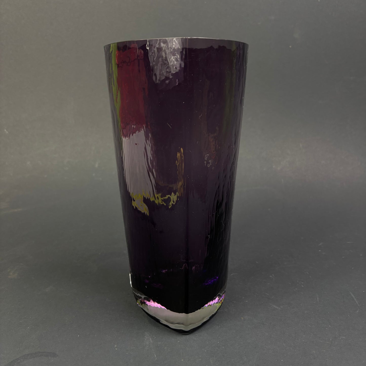 Vintage Scandinavian Amethyst Art Glass Vase – Triangular Form c.1960s–1970s