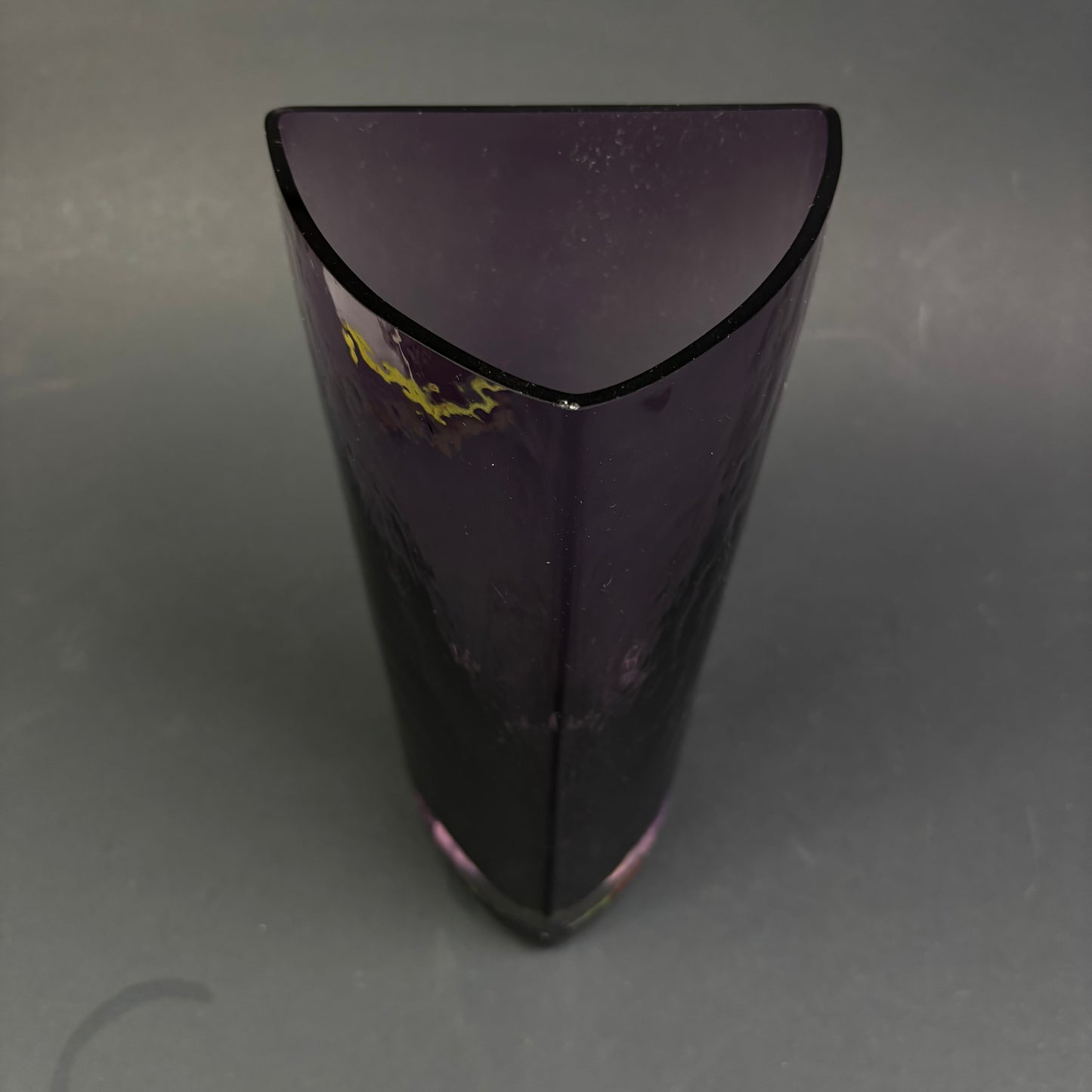 Vintage Scandinavian Amethyst Art Glass Vase – Triangular Form c.1960s–1970s