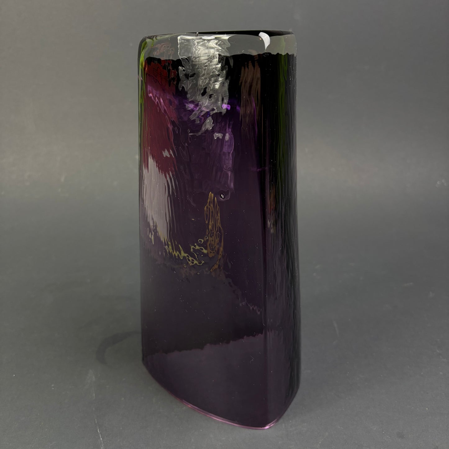 Vintage Scandinavian Amethyst Art Glass Vase – Triangular Form c.1960s–1970s