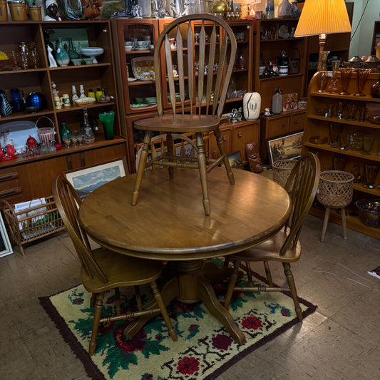 Solid Timber Dining Suite – Round Table + 4 Chairs