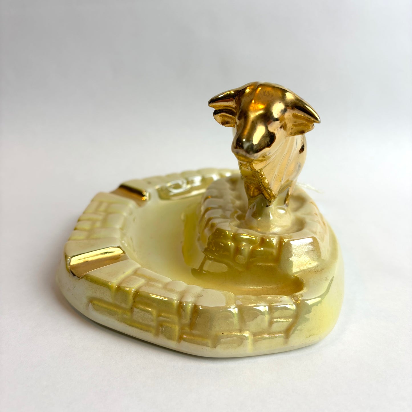 Wembley Ware Bull Ashtray – Lustre Glaze with Gold Bull