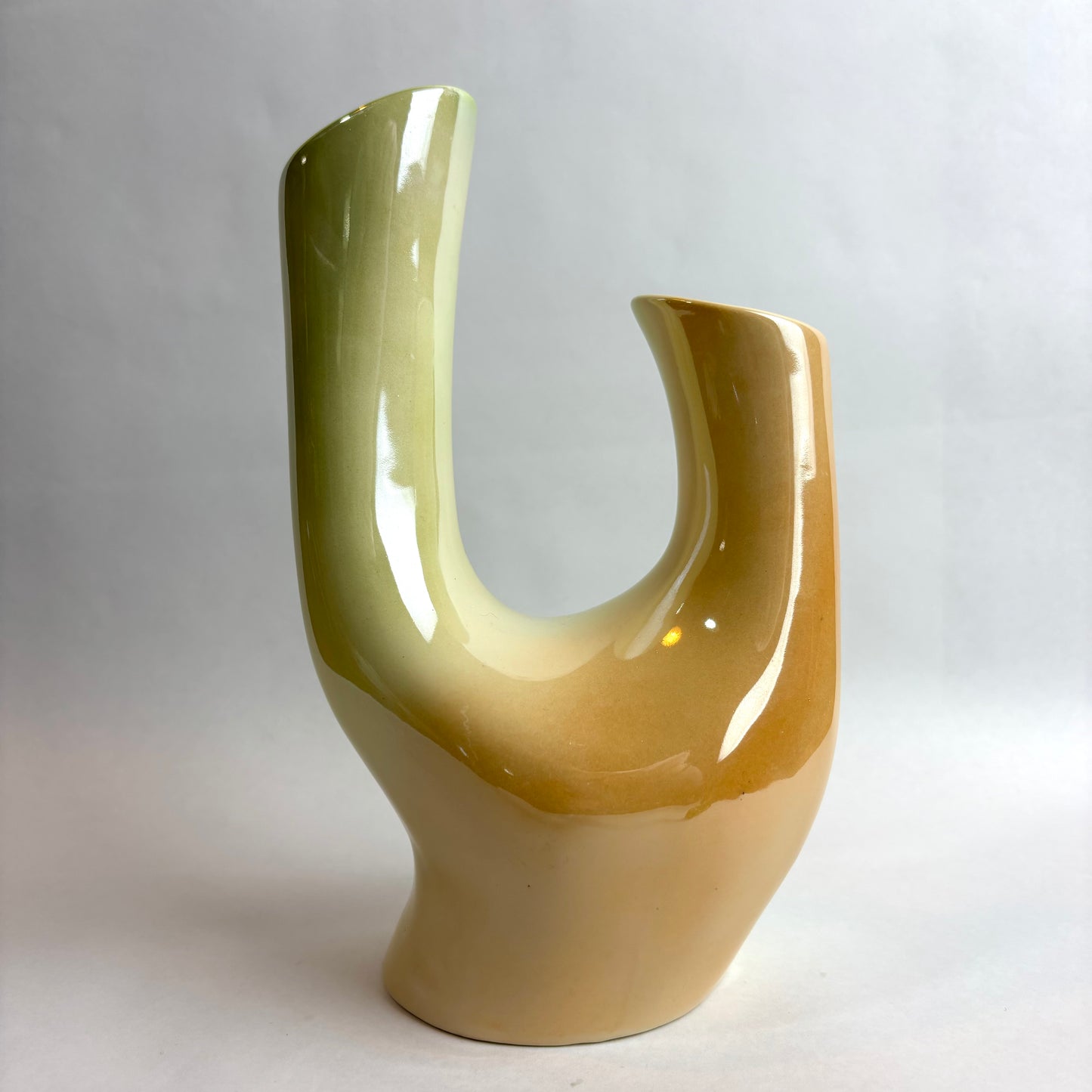 Wembley Ware Branch Vase – Green & Tan Lustre