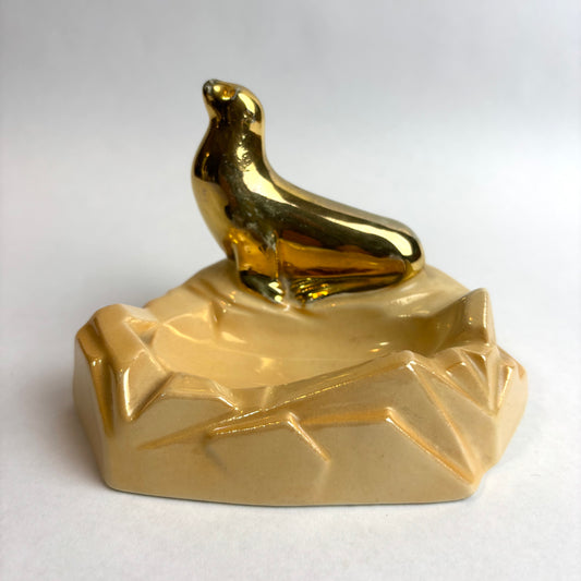 Wembley Ware Seal Ashtray – Gold Lustre