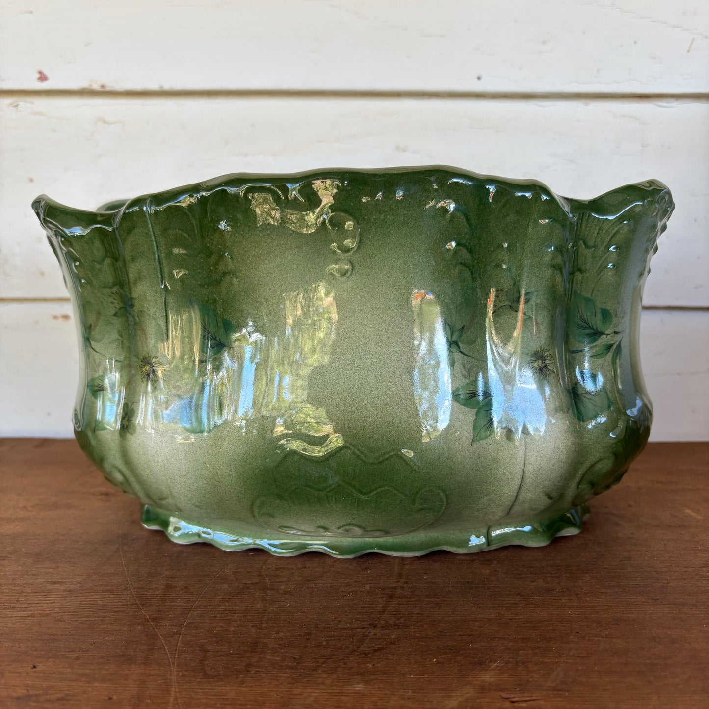 Staffordshire England Green Planter / Jardiniere