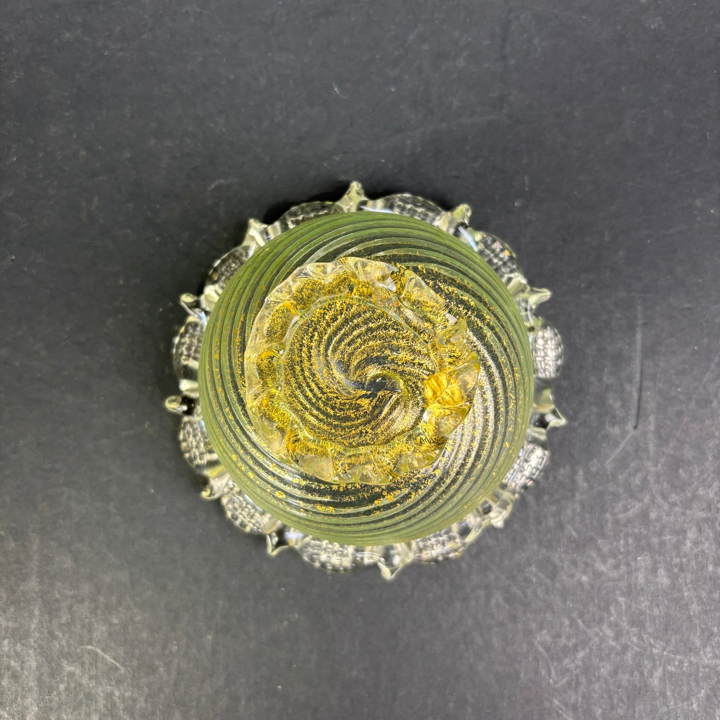 Vintage Murano Zanfirico Filigree Art Glass Bowl – Citron Green – Italy c.1960s