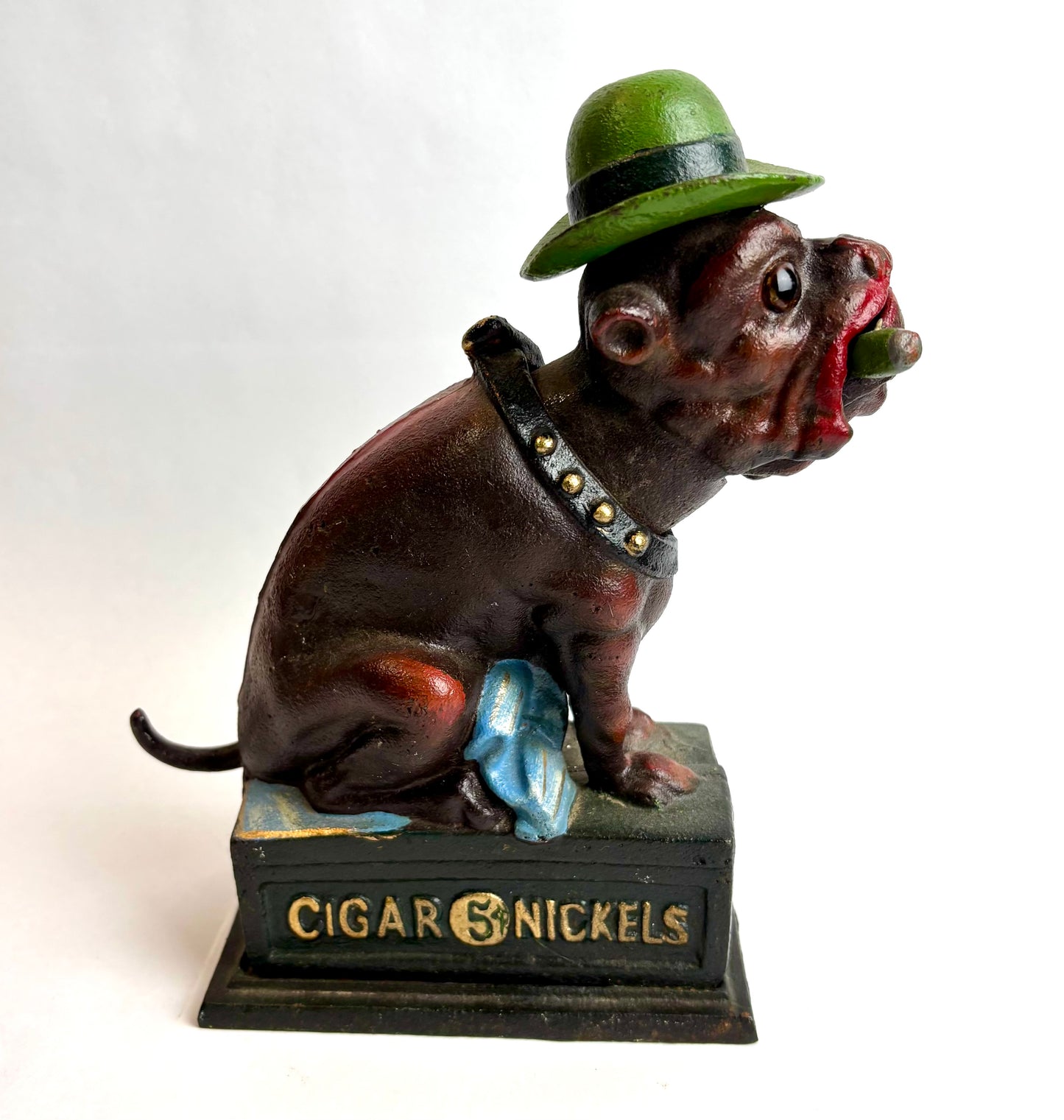 Vintage Cast Iron Ole Puffer Bulldog Bank