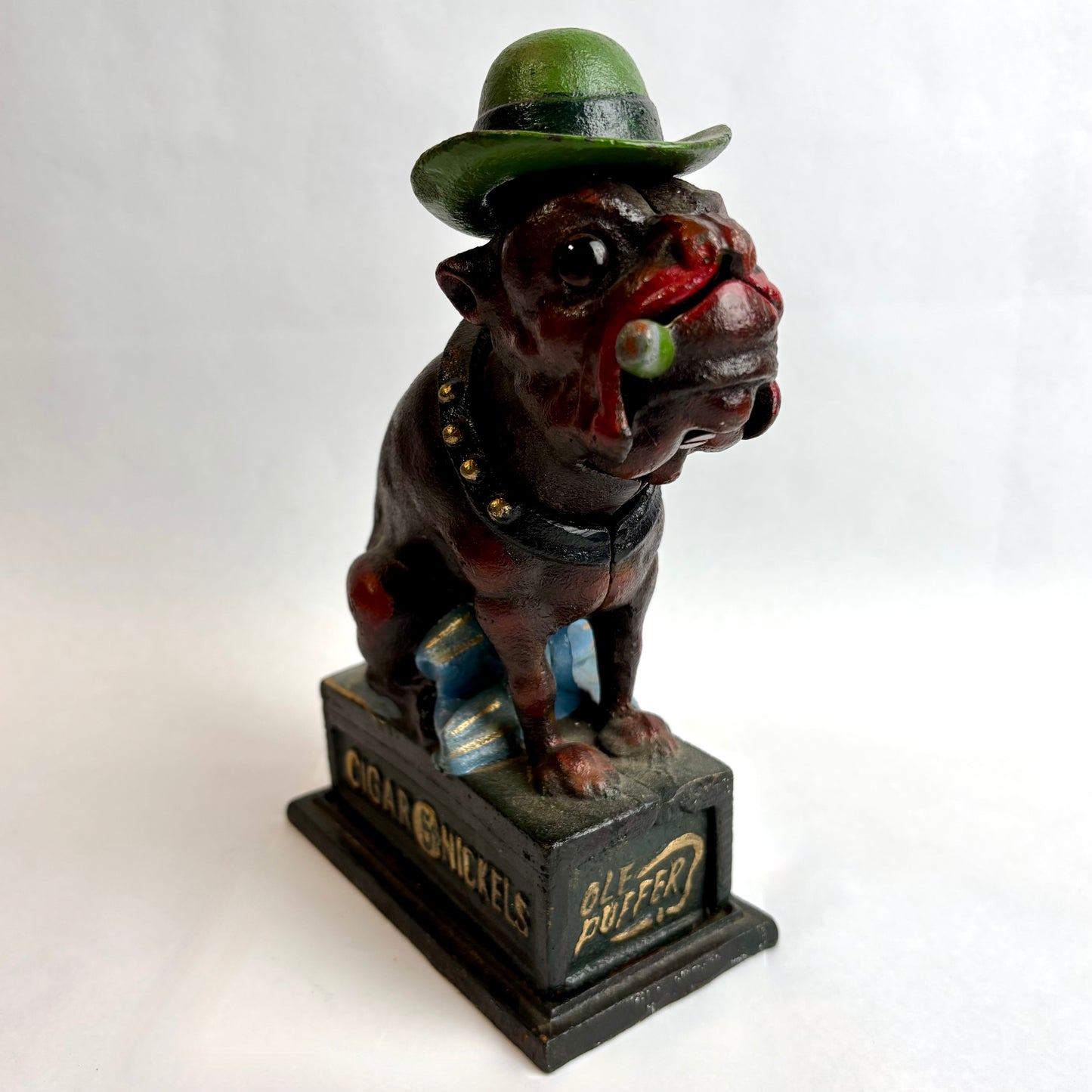 Vintage Cast Iron Ole Puffer Bulldog Bank