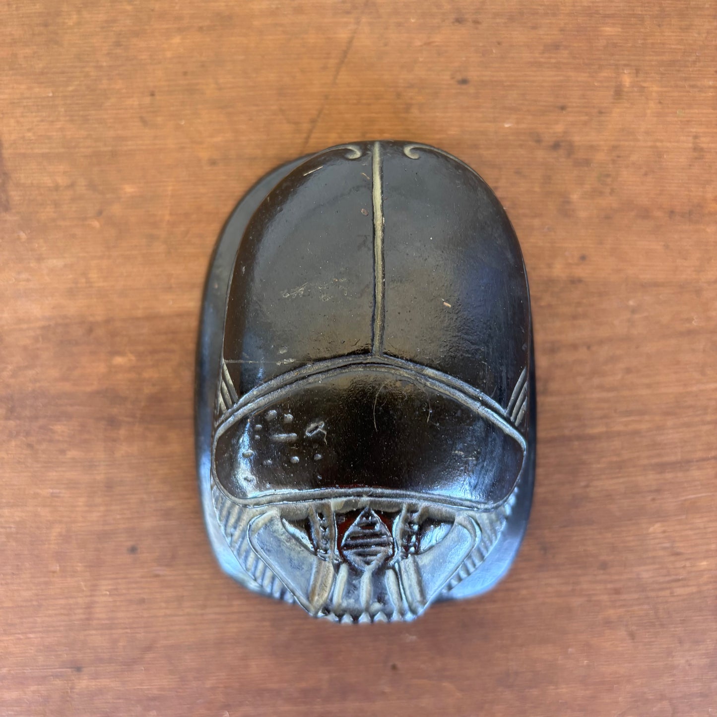 Egyptian Scarab-Style Figure with Hieroglyph Base