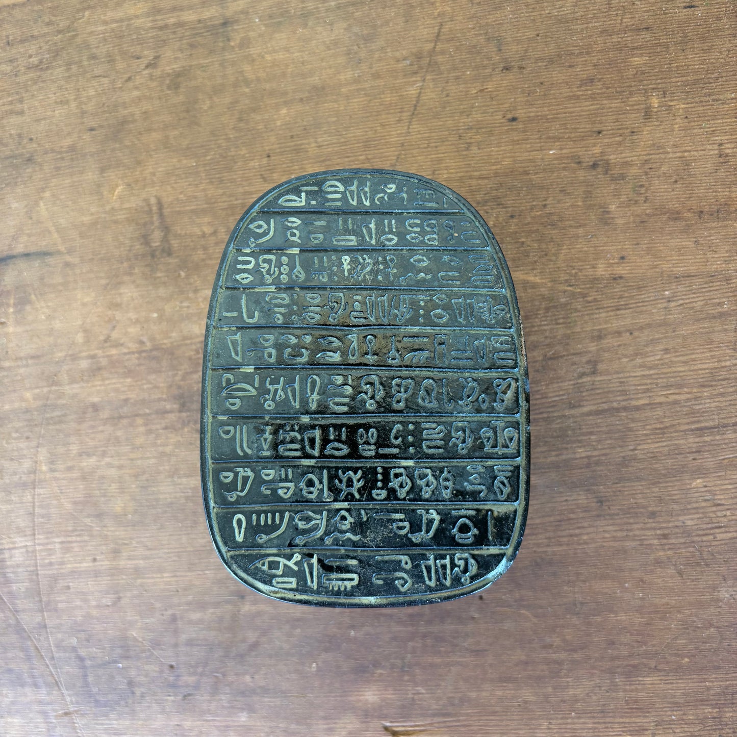 Egyptian Scarab-Style Figure with Hieroglyph Base