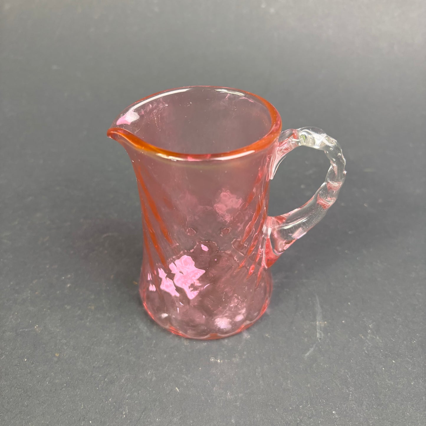 Fenton Cranberry Opalescent Thumbprint Cream Jug