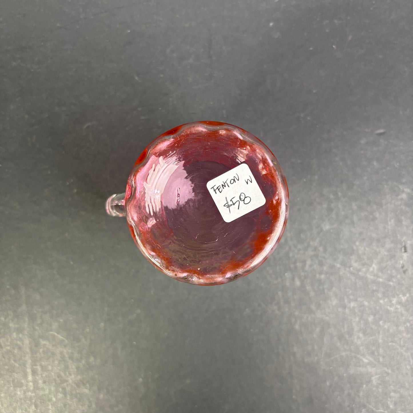 Fenton Cranberry Opalescent Thumbprint Cream Jug