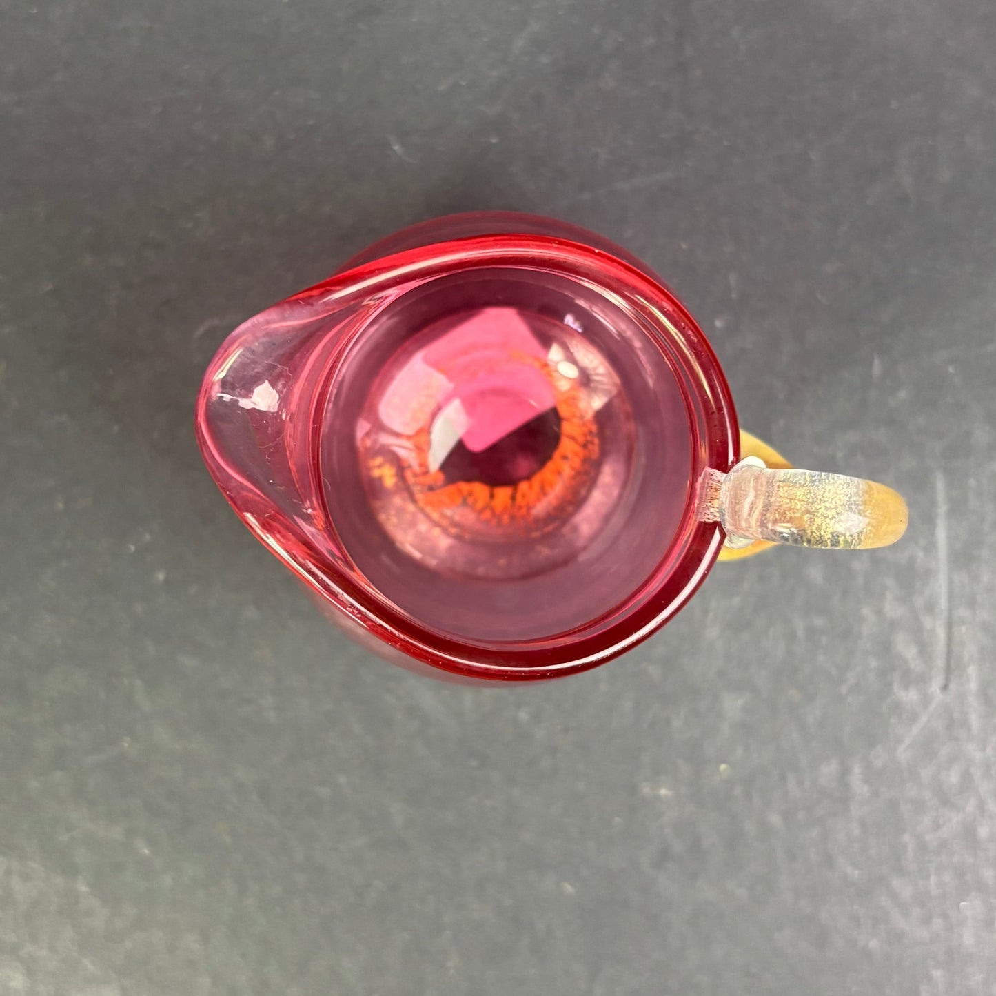 Murano Ruby Red Art Glass Cream Jug with Gold Aventurine Handle