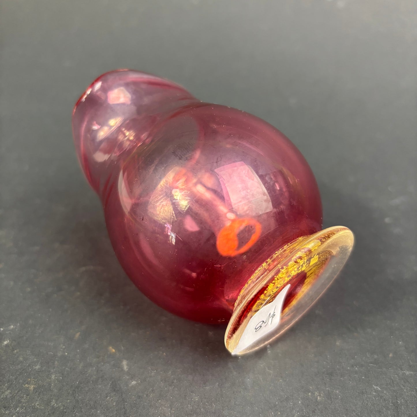 Murano Ruby Red Art Glass Cream Jug with Gold Aventurine Handle