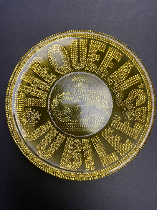 Small Amber Glass Queen Victoria’s Jubilee Plate