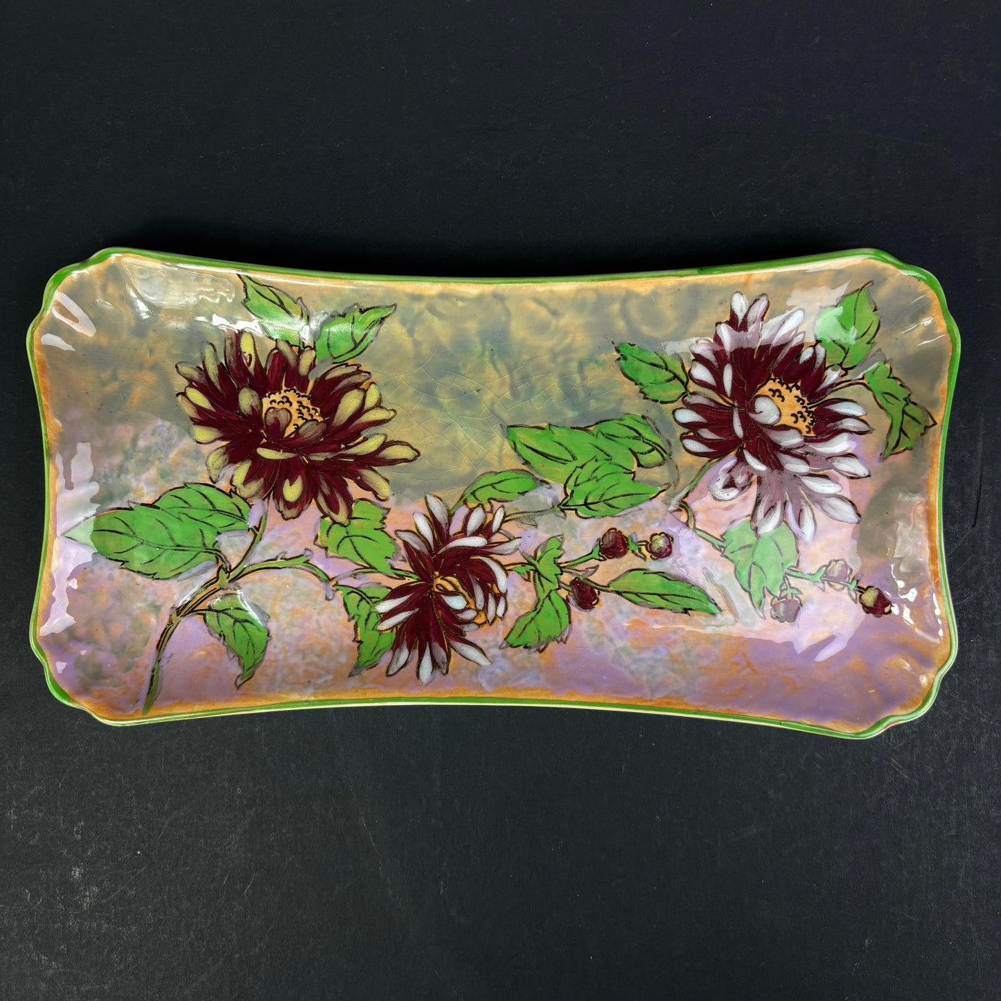 Royal Doulton "Chrysanthemum" D6290 Art Deco Sandwich Serving Plate – Hand Decorated