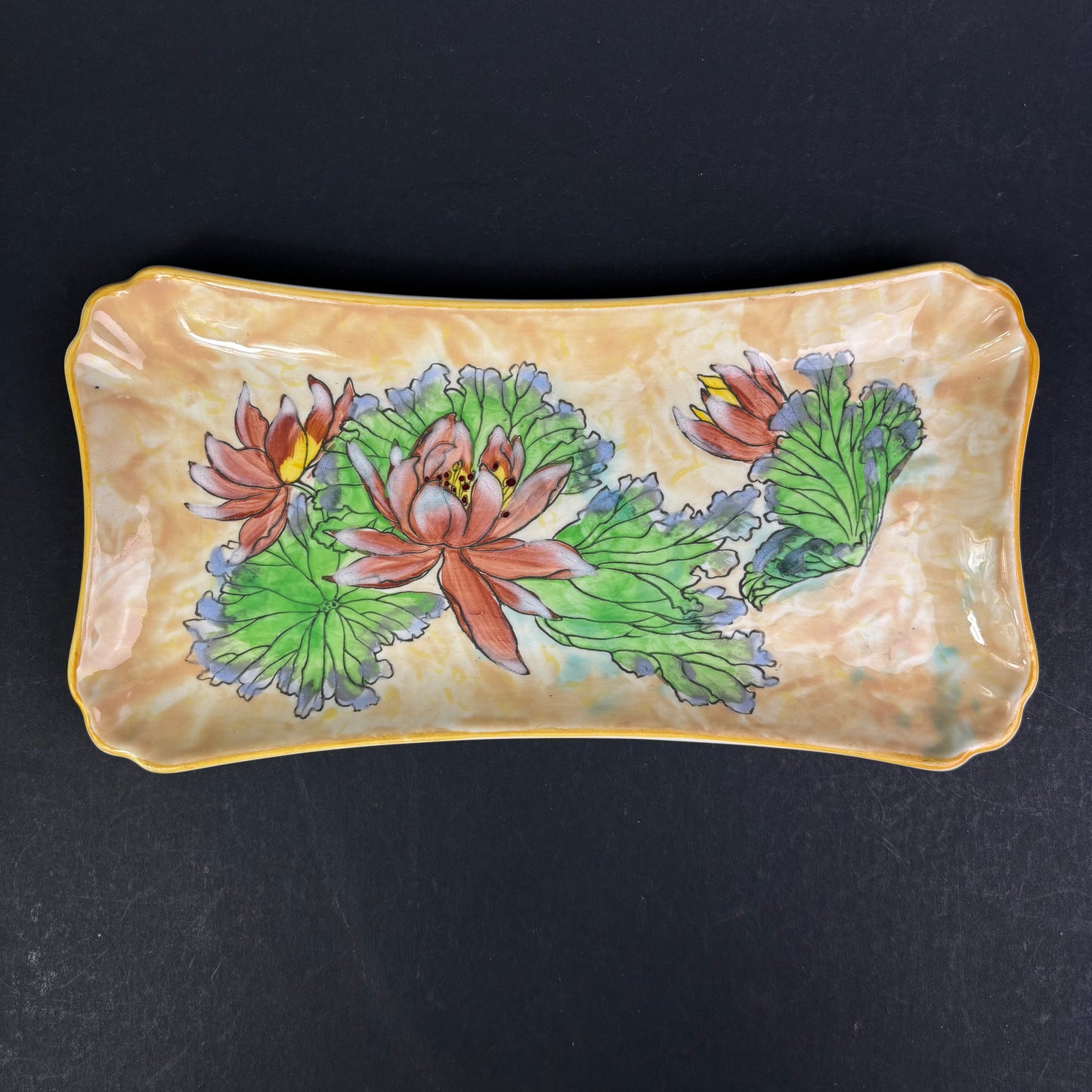Royal Doulton "Water Lily" D6343 Art Deco Sandwich Serving Plate – Hand Decorated