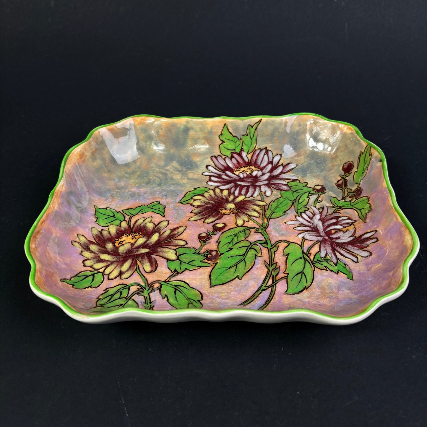 Royal Doulton "Chrysanthemum" D6399 Art Deco Serving Plate – Hand Decorated Floral Platter