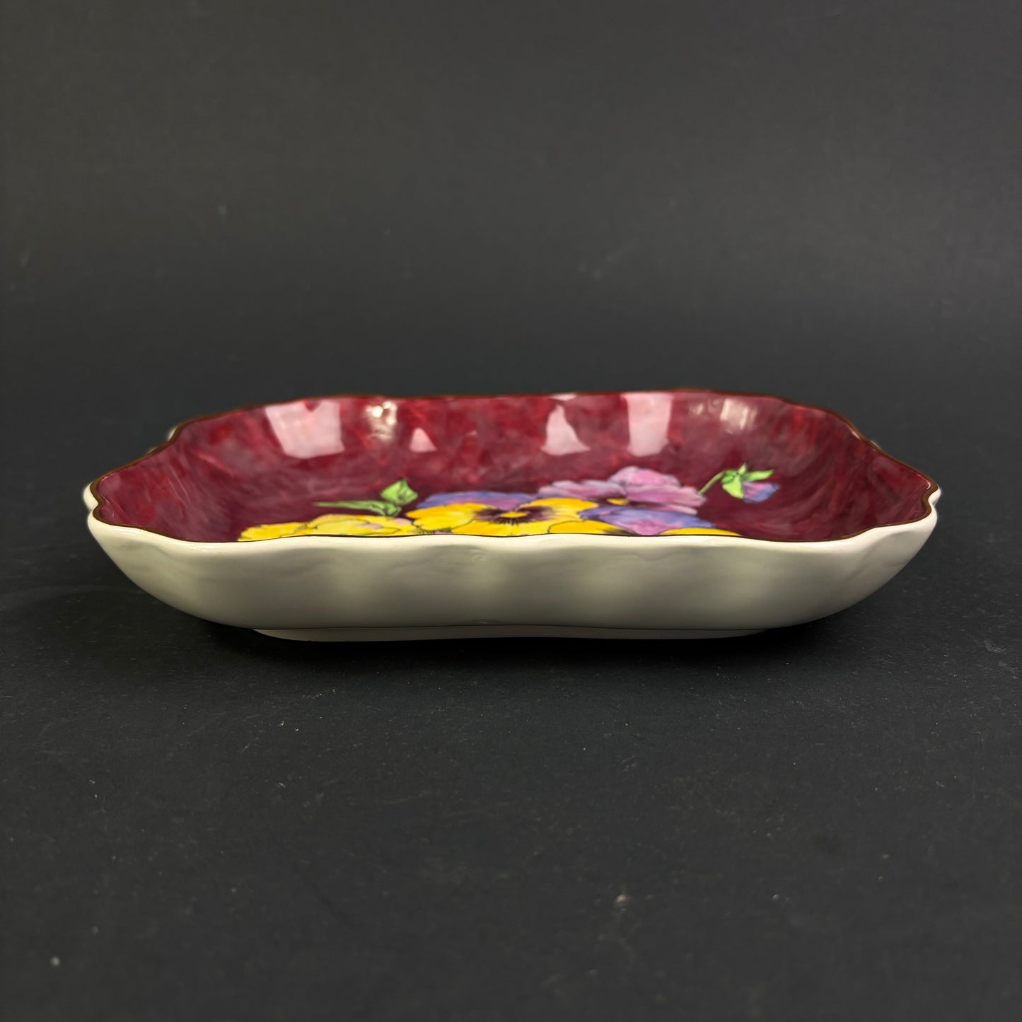 Royal Doulton "Pansy" D6402 Art Deco Serving Plate – Hand Decorated Floral Platter