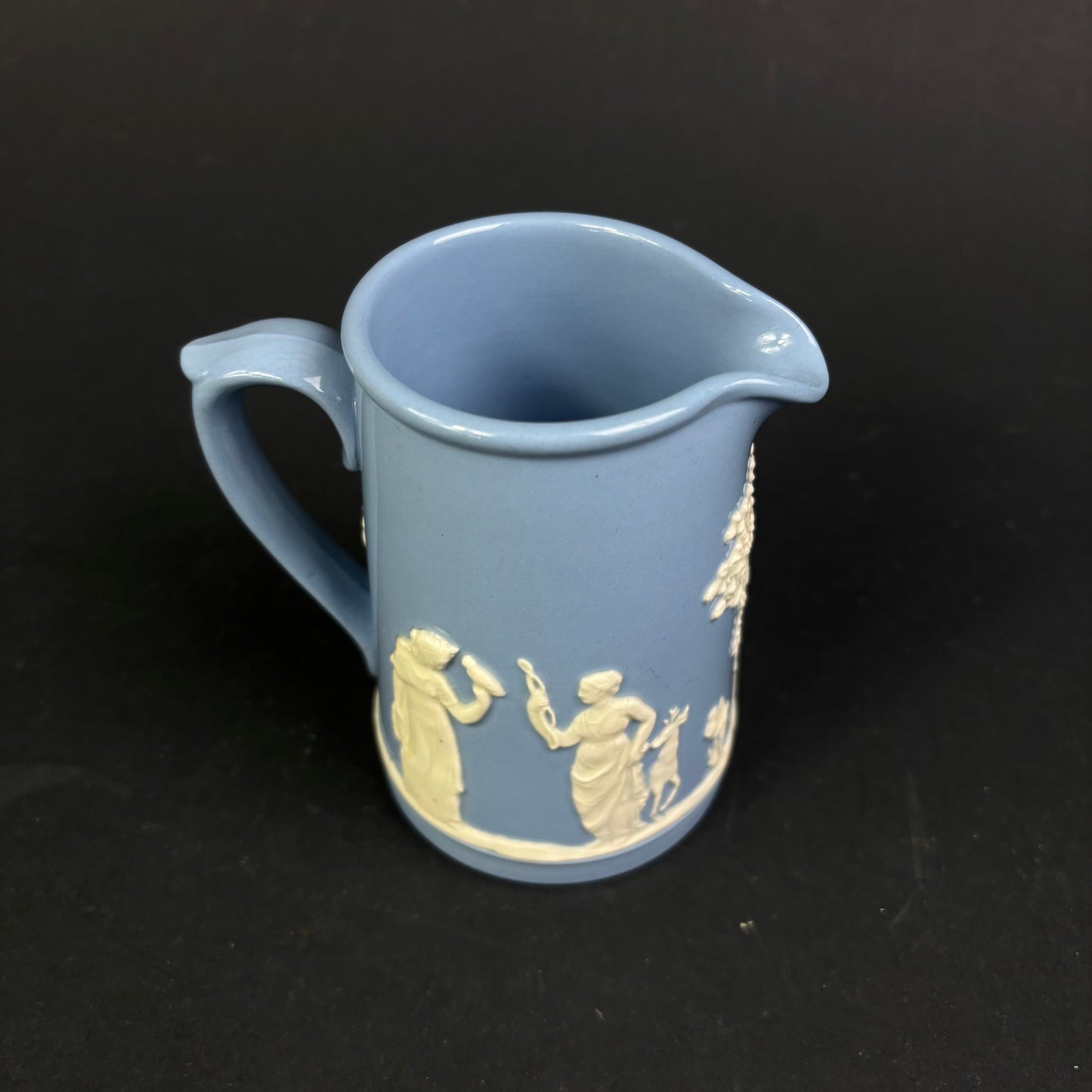 Wedgwood Jasperware Pale Blue Cream Jug – Hunting Scene – Made in England